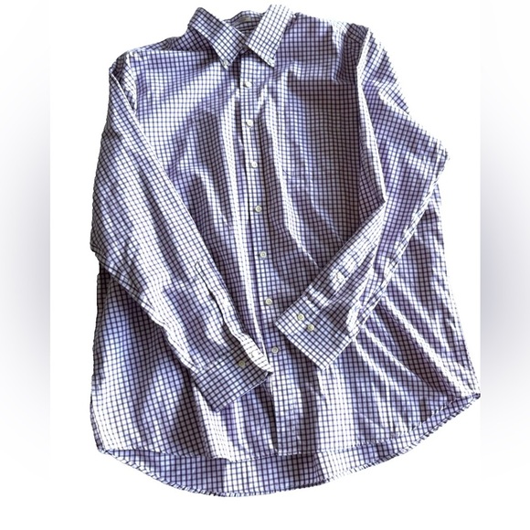 Peter Millar Button Up Shirt Nanoluxe Easycare Purple Windowpane Plaid Mens XXL - Picture 7 of 11